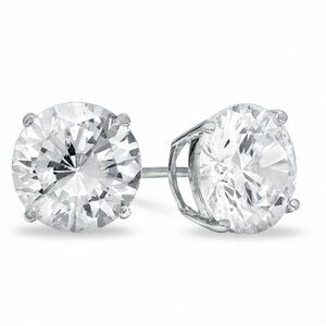 🌴 Renaissance Collection 14k White Gold CZ Studs 925 Sterling Silver